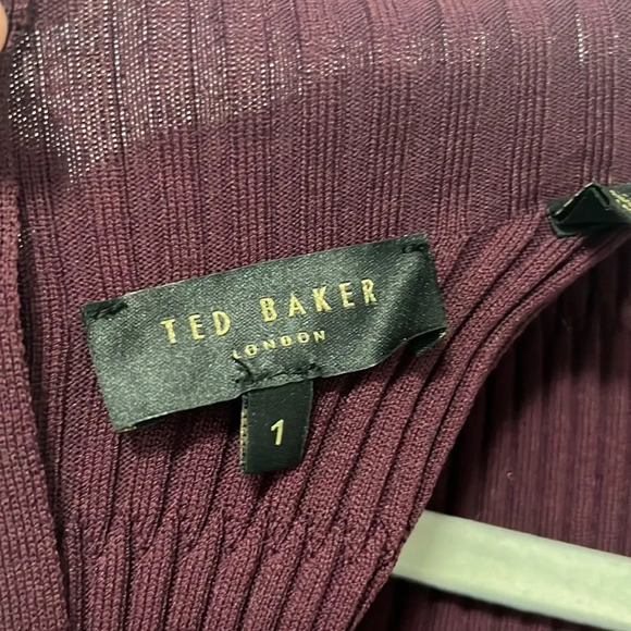 TED BAKER Women Knit A-line Dress Mock Collar Long Sleeve Fit Mini Dress size 1 - Picture 7 of 9